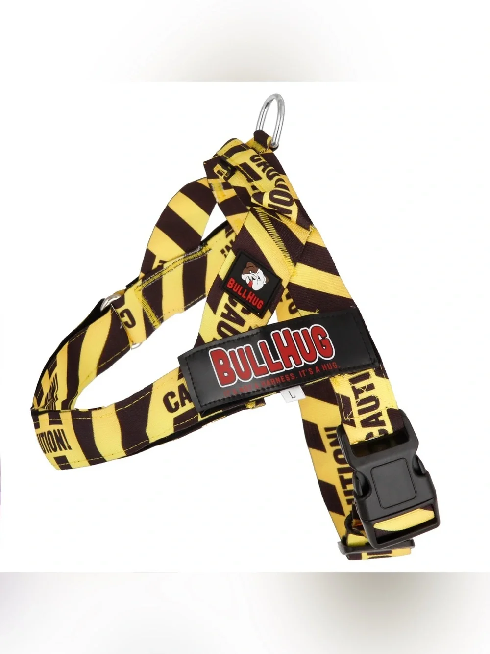 Bullhug Yellow & Black 'Caution' Dog Harness Non Choking Adjustable Bulldog Pug